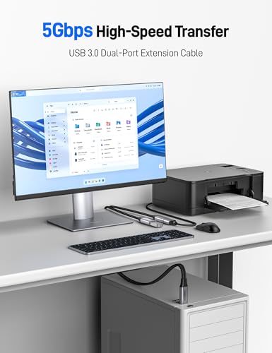 3.3Ft USB 3.0 Male to Dual USB Female Splitter Cable, A Male to 2 Female Extension Cable Support Charging and Data Transfer for Mac, Xbox. - size: 1 Pack (3.3 ft)