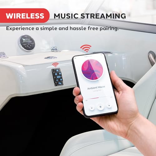 Pyle Rocker Switch Wireless BT Audio Controller, Waterproof Rated Marine Receiver Remote Control for Car, Truck, Boat, 4x4, PowerSport Vehicles, Connect and Stream Audio from External Devices