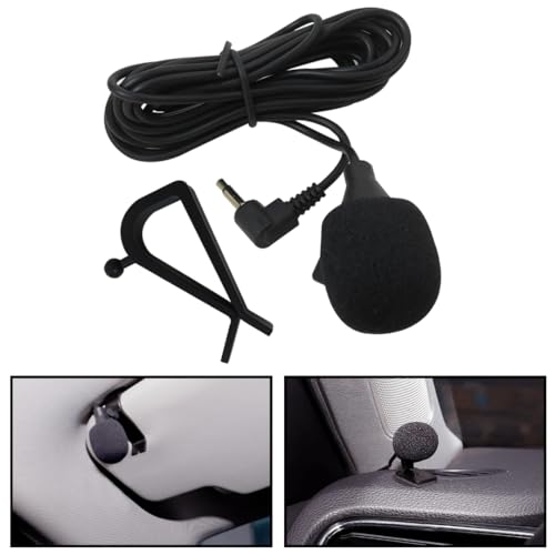2024 Upgrade Car Microphone Stereo 3.5mm Jack Assembly Mic Car Radio Microphone for Kenwood Power Acoustik JVC Sony Jensen Alpine Car Vehicle Head Unit Bluetooth Enabled Audio GPS DVD