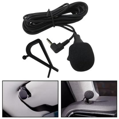 2024 Upgrade Car Microphone Stereo 3.5mm Jack Assembly Mic Car Radio Microphone for Kenwood Power Acoustik JVC Sony Jensen Alpine Car Vehicle Head Unit Bluetooth Enabled Audio GPS DVD