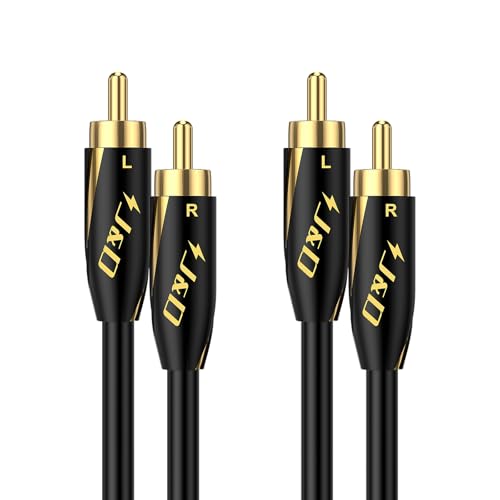 J&D Audiophiles RCA Cable, 24 AWG 2RCA Male to Male Stereo Interconnect Audio Cord, Gold-Plated Subwoofer Cable for Home Theater, HDTV, Amplifiers, Hi-Fi Systems, Speakers, 3 Feet/90 cm - size: 3 Feet