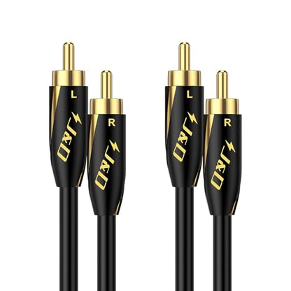 J&D Audiophiles RCA Cable, 24 AWG 2RCA Male to Male Stereo Interconnect Audio Cord, Gold-Plated Subwoofer Cable for Home Theater, HDTV, Amplifiers, Hi-Fi Systems, Speakers, 9 Feet/2.7 Meter - size: 9 Feet