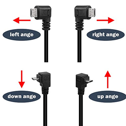 QIANRENON 90° Micro USB Panel Flush Mount Waterproof Extension Cable Micro USB 5 Pin Right Angle Male to Female Connector for Fixied on Dashboard of Car,Boat,Motorcycle,28cm/11in (Down Bend) - style: Down Bend