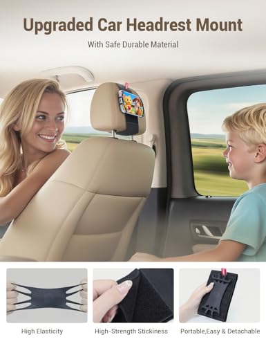 Silicone Car Phone Holder, Adjustable Phone Mount Holders for Your Car Headrest Compatible with iPhone 17 16 15 14 13 Pro Max and other 3.5 - 7 Inch Cell Phones Mount for Kids in Back Seats - Black - size: 1 Pack
