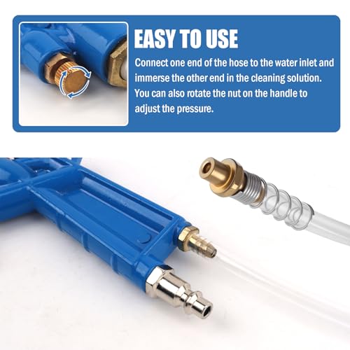 Air Engine Cleaning Gun with 3.93Ft Hose,Elbow Pneumatic Siphon Spray Gun for Car Engine Dust Detail Cleaning,High Pressure Professional Long Air Blow Guns Airs Spray Guns - color: Blue