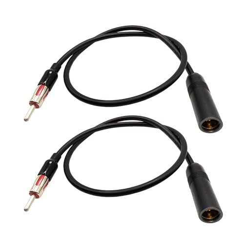 Radio Antenna Adapter Coaxial Cable, DIN Male to Female, 20 Inch Car Antenna Extension Cable for Auto Stereo, 2 Pack