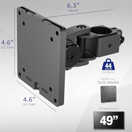 VIVO Steel Ultrawide Monitor Bracket Pole Mount with Removable 75mm and 100mm VESA Plate, Fits up to 49 inch Screens, 1.4 inch Pole Diameter, Black, MOUNT-POLE49U