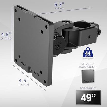 VIVO Steel Ultrawide Monitor Bracket Pole Mount with Removable 75mm and 100mm VESA Plate, Fits up to 49 inch Screens, 1.4 inch Pole Diameter, Black, MOUNT-POLE49U