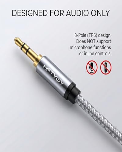 90-Degree Right Angle Aux Cord 20ft, 3.5mm Audio Cable Nylon Braided, Hi-Fi Stereo Sound for Car Stereo, Headphones, Speakers, Desktop Gaming - No Bulk, No Strain - size: 20ft