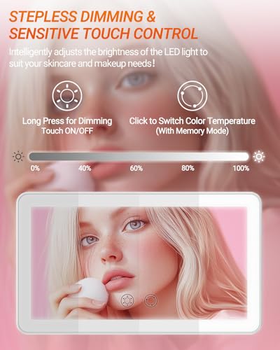 SEALIGHT Car Sun Visor Vanity Mirror, 1X/3X Magnification Makeup Mirror with Lights, Rechargeable 3 Light Modes & 60 LEDs, Dimmable Touch Control Smart Mirror, Universal for Car Truck SUV