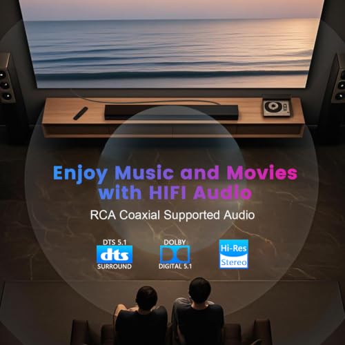 90° Right Angle Subwoofer Cable 10FT – RCA to RCA, 75Ω OFC Coaxial, Dual Shielded for Home Theater, Hi-Fi Audio Systems – Gold Plated - size: 10FT
