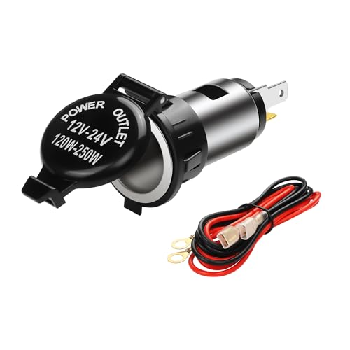 Car Cigarette Lighter Socket,DC 12V-24V Cigarette Lighter Female Power Outlet Socket Replacement，with Cover Wiring Harness