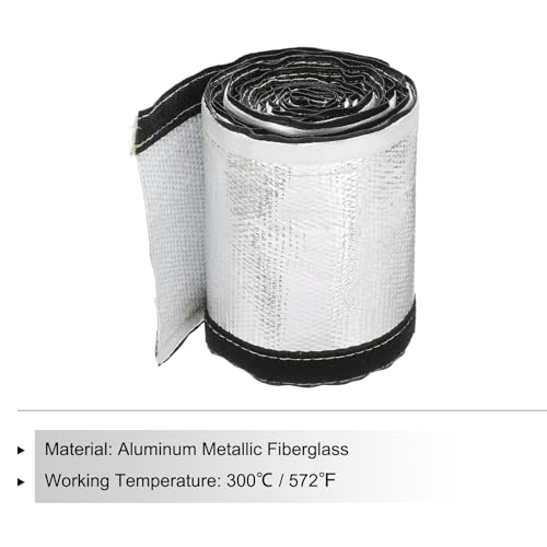 MECCANIXITY 1.5mm Heat Shroud Aluminized Sleeving 1 2/5" ID x 10FT Aluminum Metallic Fiberglass Heat Shroud for Fuel Lines Cables Electrical Wiring - size: 1 2/5" ID x 10FT