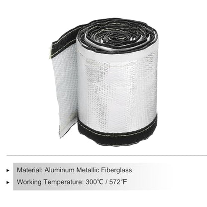 MECCANIXITY 1.5mm Heat Shroud Aluminized Sleeving 1 2/5" ID x 10FT Aluminum Metallic Fiberglass Heat Shroud for Fuel Lines Cables Electrical Wiring - size: 1 2/5" ID x 10FT