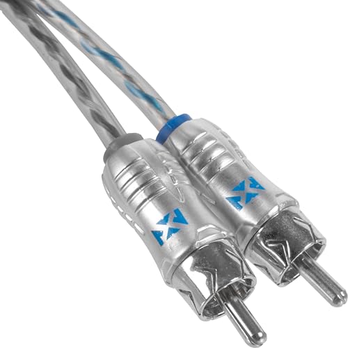NVX® XIX205 1.64 ft (0.5 meter) Oxygen Free Copper 2-Channel Double Twisted Pair X-Series Car Audio RCA Audio Interconnect Cable with Shielded Noise Reduction and Split-tip Silver-Plated Machined ends - size: 2 Channel- 1.5 ft.