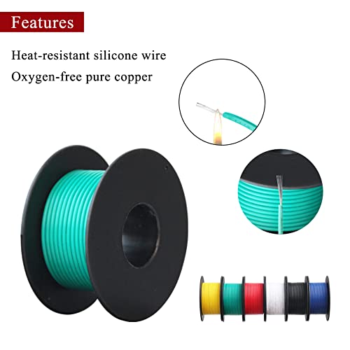 XINWANG 22 AWG Silicone Wire Kit, Tinned Copper, 6 Colors, 23 ft Each - size: 22 AWG (0.35 mm² / 7 M) - Silicone