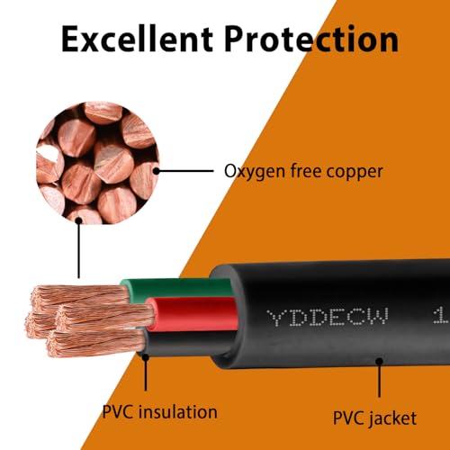 100ft 12/4 12 AWG Portable Power Cable - SJOOW 300V 12 Gauge Electric Wire for Motor Leads, Portable Lights, Battery Chargers and Machinery - 4 Conductor - Black - size: 100 Feet, style: 12AWG(4 Conductor)