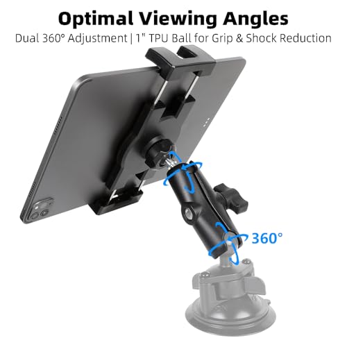 Tablet Holder with Medium Aluminum Arm for RAM Mounts, 1" Ball Clip Mount for 5-13" Tablets iPad Pro 12.9 Air Mini, Compatible with 1" B Size Truck Car Vehicle Mounts - size: Tablet Holder w 3.54" Arm