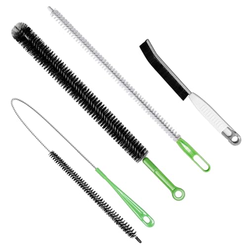 4pcs Flexible Cleaning Brush Set for Dryer Vents, Fridge Coils, HVAC Systems & Tight Spaces – Multi-Use Lint and Dust Remover with Crevice Brush and Detailing Tools