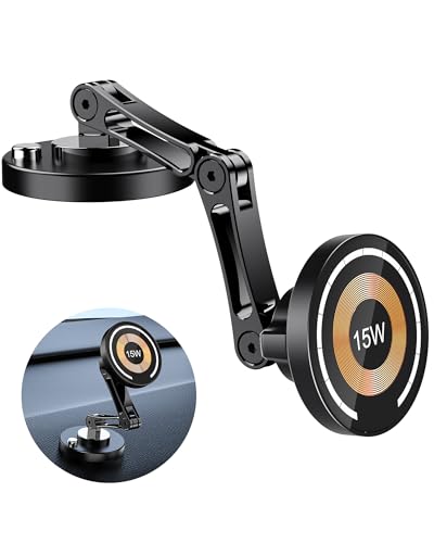 ZBF Magnetic Wireless Car Mount Charger, 15W Fast Charging for MagSafe Car Mount,Magnetic Car Phone Holder Mount, Car Cell Phone Holder Fit iPhone 17 16 15 14 13 12 All Smartphones - style: Rechargeable