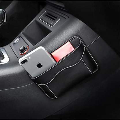 Osilly Car Seat Side Pocket Organizer, PU Leather Pen Phone Sunglasses Holder Tray Pouch Seat Gap Filler, Mini Storage Bag Car Interior Accessories for Auto Seat Door Window Console (Beige)