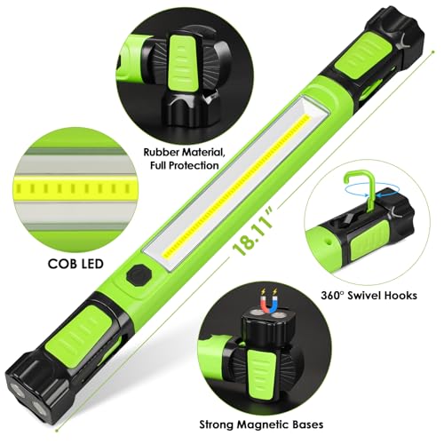 Ropelux Mechanic Work Light Bar with 2500LM 5200mAh Battery, Green 3 Pcs - color: Green