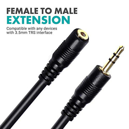 Movo MC10 3.5mm Audio Cable - 3.5mm TRS Female to Male 10ft Extension Cord for Microphones, Headphones, and More - size: 10-foot