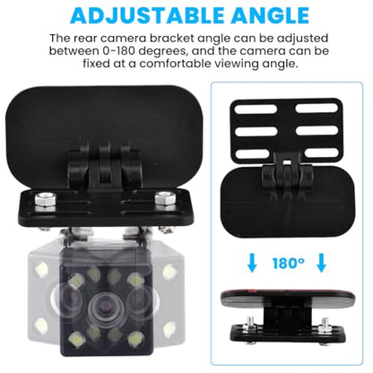 2pcs Rear Camera Holder, Universal Self Adhesive Dash Cam Bracket, 180° Adjustment Rearview Camera Bracket Rear Windshield for SUV, Truck, RV, Auto(Color:Black)