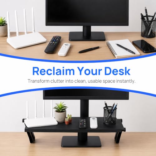 7-Inch Adjustable Screen Top Shelf Organizer for TV Computer Monitor Flat Screen 'TV Mount Top Shelf Used to Place Soundbar Cable Box Speakers Apple TV Play-Station Camera Frames Remote-Black - size: 6 inch