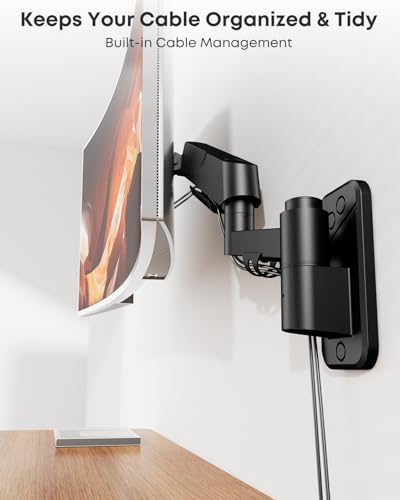 Heavy Duty Single Monitor Arm Wall Mount fits 27-45 Inch Flat/Ultrawide - size: 27 - 45 Inch, style: Single Arm