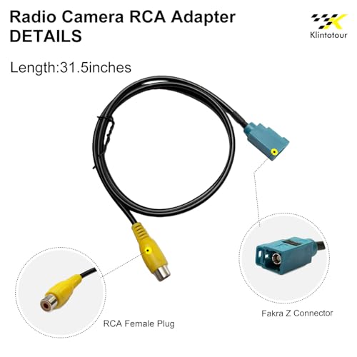 Aftermarket Radio Rear View Camera Adapter Harness, Fakra Z Female to RCA Female Backup Camera Cable, Compatible with Select Mercedes-Benz/Volvo Factory Navigation Radio Systems, 31.5 Inches - style: Fakra Z Female to RCA Female-31.5 inches