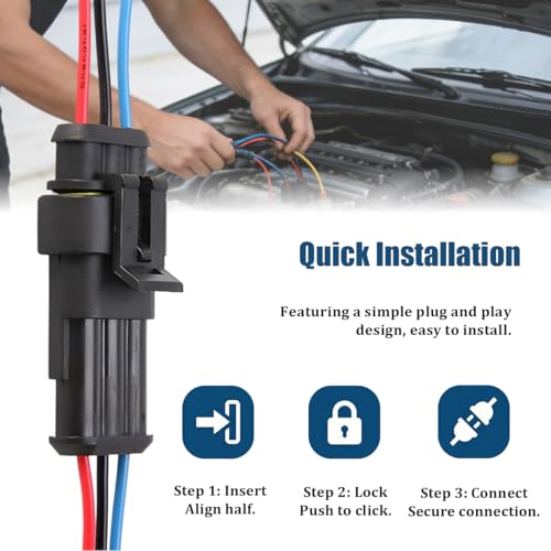 5PCS 3 Pin Car Electrical Wire Connector, Waterproof Male and Female Vehicle Terminal Wire Connectors Plug, Automotive Wire Plug Socket Kit, Universal for Sedan Truck Motorcycle - size: 3 Pin