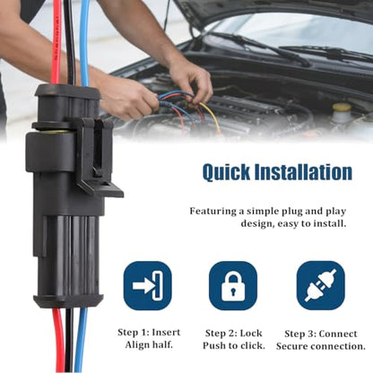 5PCS 3 Pin Car Electrical Wire Connector, Waterproof Male and Female Vehicle Terminal Wire Connectors Plug, Automotive Wire Plug Socket Kit, Universal for Sedan Truck Motorcycle - size: 3 Pin