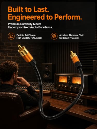 Digital Coaxial 75FT Audio Cable,1RCA Male to 1RCA Male Subwoofer Cable RCA Video Cable for Subwoofer, Home Theater, Video/Audio Subwoofer Rear View Parking Camera - size: 75FT