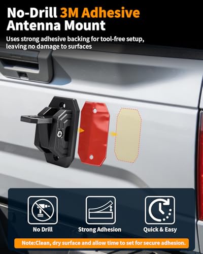 No Drill Antenna Mount Bracket,Black - size: B-Adhesive