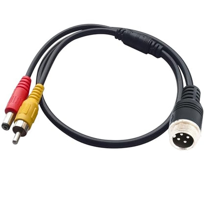 4-Pin Aviation to RCA Adapter Cable - M12 to AV DC Connector Wire for Car Backup Camera Monitor (4-Pin Male to RCA+DC Male) - size: 4 pin Male to rca+dc Male