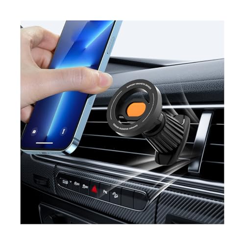 Car Phone Holder, Magnetic 360° Rotation Adjustable Vehicle Phone Mount Changer with Clip, Automotive Air Dashboard Vent Cellphone Holder, Universal for SUV RV Truck (Orange) - color: Orange