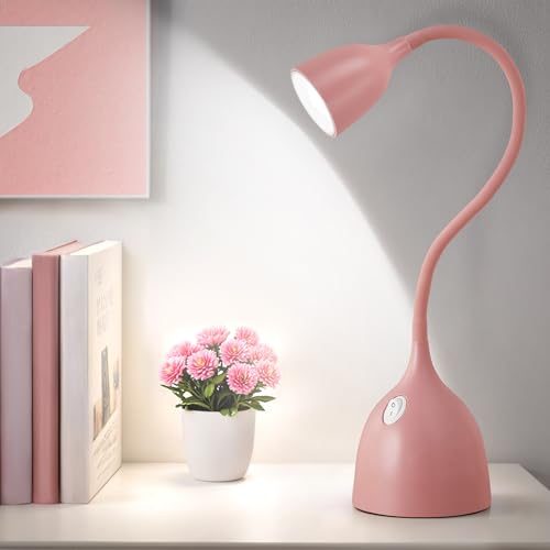 EJIAXIN Desk Lamp for College Dorm Room - LED Reading Light, Pink - color: Pink