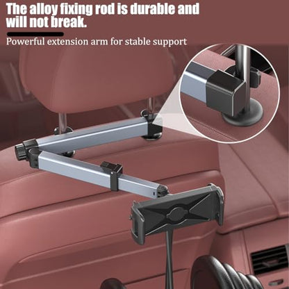 Car Headrest Tablet Holder, 360° Adjustable Vehicle Backseat Tablet Mount Road Trip Essentials for Kids, Automotive Seat Back Headrest Phone Stand, Fits Most 4.7-15" Devices (Gunmetal) - color: Gunmetal