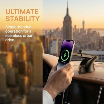 15W Car Mount Charger, Magnetic Wireless Suction Cup Vehicle Dashboard Cell Phone Holder with Air Vent Clip, Automotive Interior Windshield Smartphone Charger Mount, Universal Fit (Style A) - color: Style A
