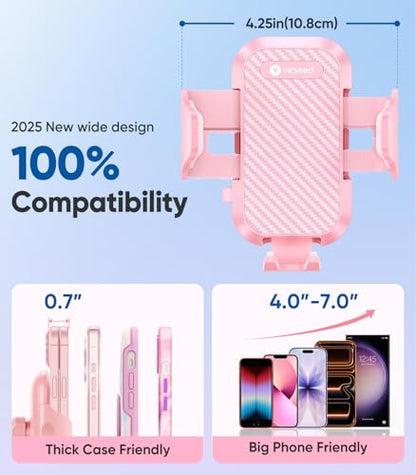 VICSEED Stable Car Phone Holder [Upgraded Strongest Suction, Won't Break] - color: Hot Pink