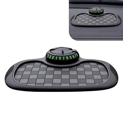 SLIMI 1 PC Multifunction Car Anti-slip Mat, Car Dashboard Phone Holder, Anti-slip Rubber Organizer Pad with Temporary Parking Numbe, Universal Dashboard Accessories, for Most Cars (Black #02)