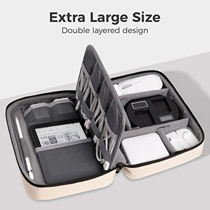 pack all Electronic Organizer Plus, Shockproof Cable Organizer Bag - color: Beige