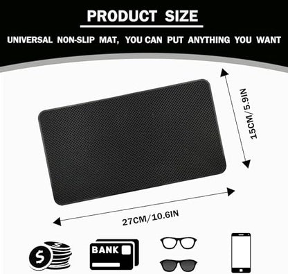 Car Dashboard Anti-Slip Mat, 10.6" x 5.9" Universal PVC Sticky Adhesive Pad for Auto, Multifunctional Vehicle Dash Strong Gripping Pad for Cell Phones Sunglasses Keys Coins Cell Phone Automobile Pads