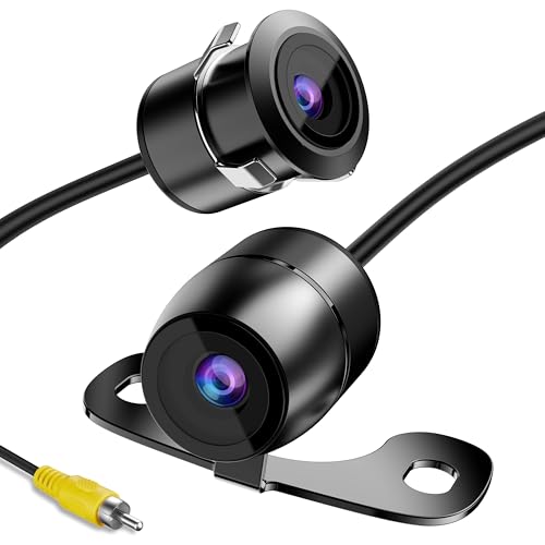 Backup Camera Flush Mount, Metal Housing 170°Wide View Angle Rear/Side/Front View Camera for Car, Clear Night Vision IP69 Waterproof Reverse Camera for Vehicle SUV RV Pickup, 18.5mm, 12V/24V, Black - color: Black