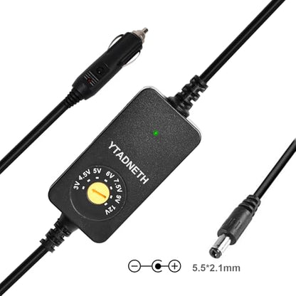 Car Charger Adapter with 3V 4.5V 5V 6V 7.5V 9V 12V 2A Auto Cigarette Lighter Male Plug Truck Power Supply Adapter Cable for Portable DVD Player Dash cam Speaker Tablet and More