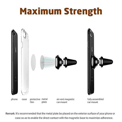 IFLASH Magnetic Mount, Universal Air Vent Magnetic Car Mount Phone Holder, 360 Degree Rotation for Multi-Angle View, Cradle-Less Car Phone Mount Stand, for Apple iPhone/Samsung Galaxy (Sliver) - color: Sliver