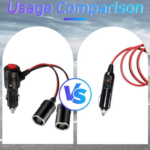 2in1 Car Charger Cigarette Lighter Splitter Adapter Fast Socket Car Charger with Switch for Phone Tablet