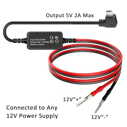 Dash Cam Power Adapter USB-C Plug,DC 12v/24v to 5v 2A Dashcam Power Adapter,Compatible with F7N,T27,N4,E1,N2S,T3,N2,G840S,G850,D07S,M300S,R3,Dash Cam Mirrior Camera Wire Kit,Quick Plug and Play