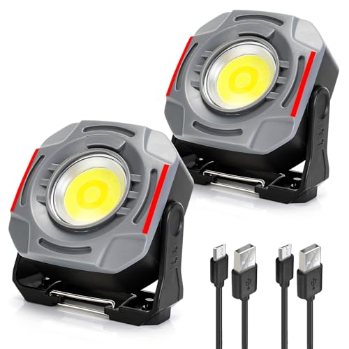 SUNPRO Magnetic Job Site Light Rechargeable FloodLight with Hook(2, Grey)